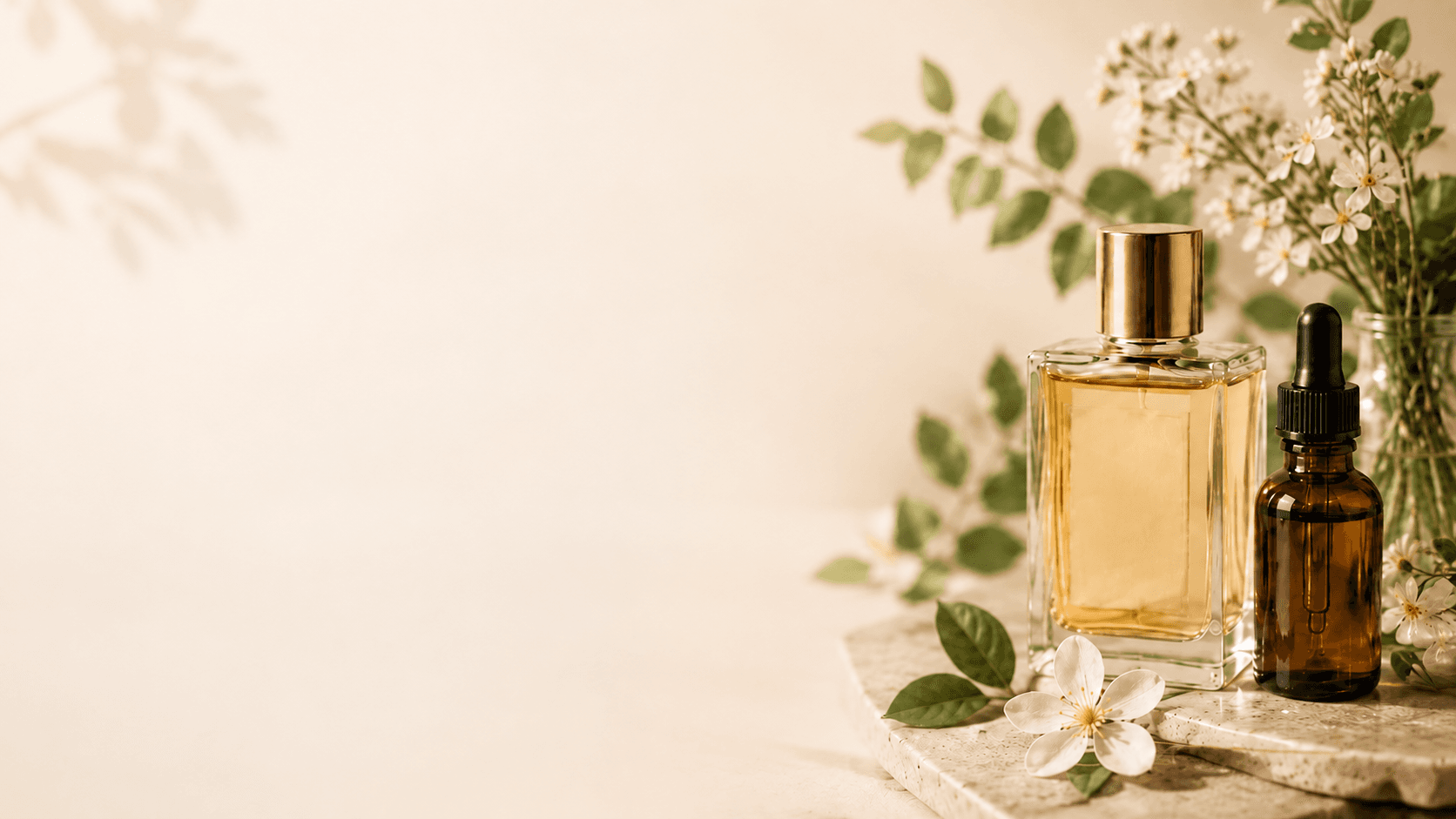 Fundo com perfumes naturais